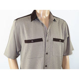 Men 2pc Walking Leisure Suit Short Sleeves DREAMS 263 - 12 Brown Tan Salt Pepper - J.Valintin Men's Wear Legend - 96122