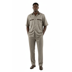 Men 2pc Walking Leisure Suit Short Sleeves DREAMS 263-12 Brown Tan Salt Pepper