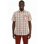 Men 2pc Walking Leisure Suit Short Sleeves DREAMS Checker 282-09 Papaya Rust