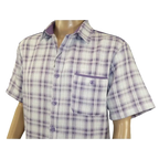 Men 2pc Walking Leisure Suit Short Sleeves DREAMS Checker 282 - 19 Lavender - J.Valintin Men's Wear Legend - 282 - 19 Lavender - M