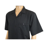 Men 2pc Walking Leisure Suit Short Sleeves DREAMS Plaid Satin 253 - 00 Black - J.Valintin Men's Wear Legend - 253 - 00 Black - M