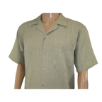 Men 2pc Walking Leisure Suit Short Sleeves DREAMS Plaid Satin 253 - 04 Sage Green - J.Valintin Men's Wear Legend - 253 - 04 Sage - M
