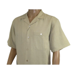 Men 2pc Walking Leisure Suit Short Sleeves DREAMS Plaid Satin 253 - 13 Sand - J.Valintin Men's Wear Legend - 253 - 13 Sand - M