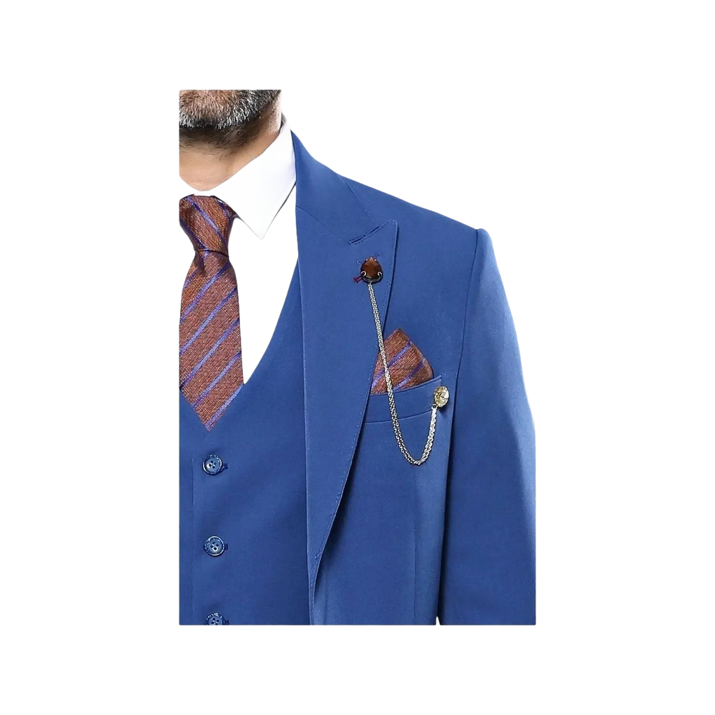 Men 3 Piece Suit WESSI by J.VALINTIN Extra Slim Fit JV3 Light Blue TURKEY USA - J.Valintin Men's Wear Legend - 16526