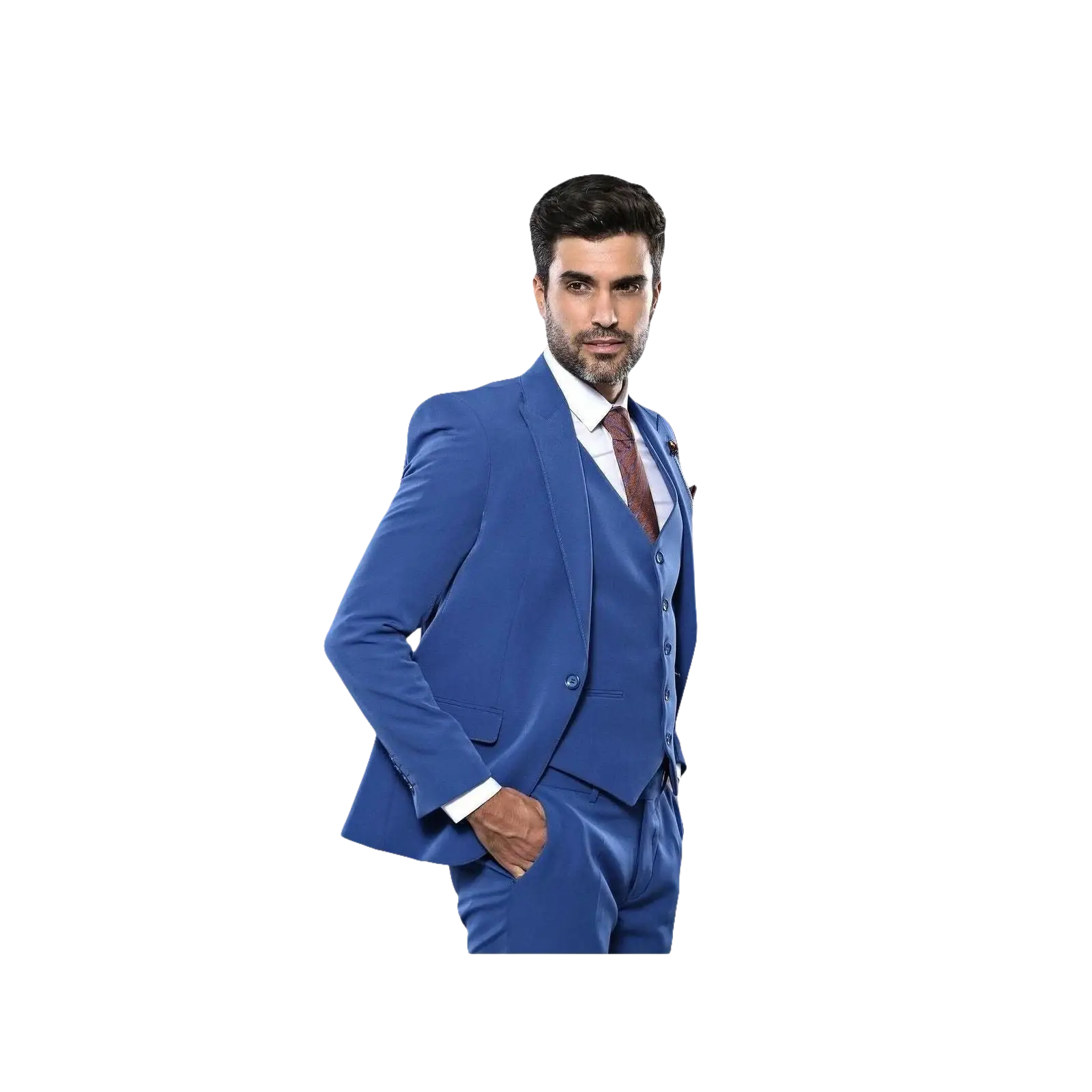Men 3 Piece Suit WESSI by J.VALINTIN Extra Slim Fit JV3 Light Blue TURKEY USA - J.Valintin Men's Wear Legend - 16526