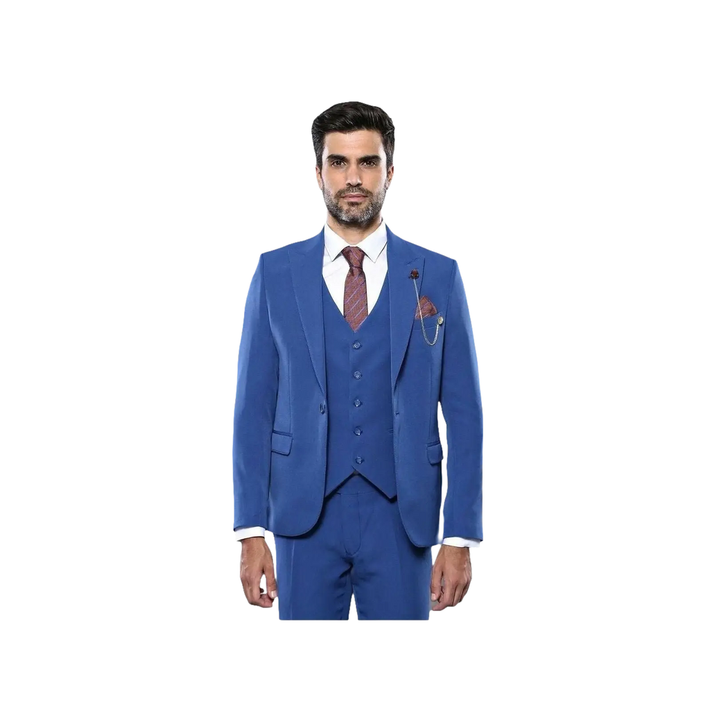Men 3 Piece Suit WESSI by J.VALINTIN Extra Slim Fit JV3 Light Blue TURKEY USA - J.Valintin Men's Wear Legend - 16526