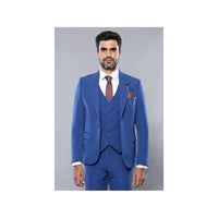 Men 3 Piece Suit WESSI by J.VALINTIN Extra Slim Fit JV3 Light Blue TURKEY USA - J.Valintin Men's Wear Legend - 16526