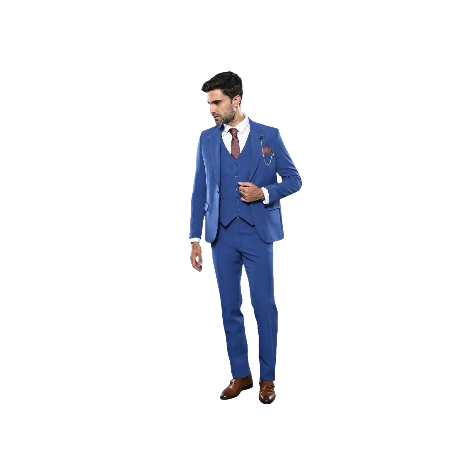 Men 3 Piece Suit WESSI by J.VALINTIN Extra Slim Fit JV3 Light Blue TURKEY USA - J.Valintin Men's Wear Legend - 16526