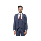 Men 3pc European Suit WESSI by J.VALINTIN Extra Slim Fit JV33 Navy Window Pane - J.Valintin Men's Wear Legend - 16875