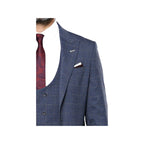 Men 3pc European Suit WESSI by J.VALINTIN Extra Slim Fit JV33 Navy Window Pane - J.Valintin Men's Wear Legend - 16875