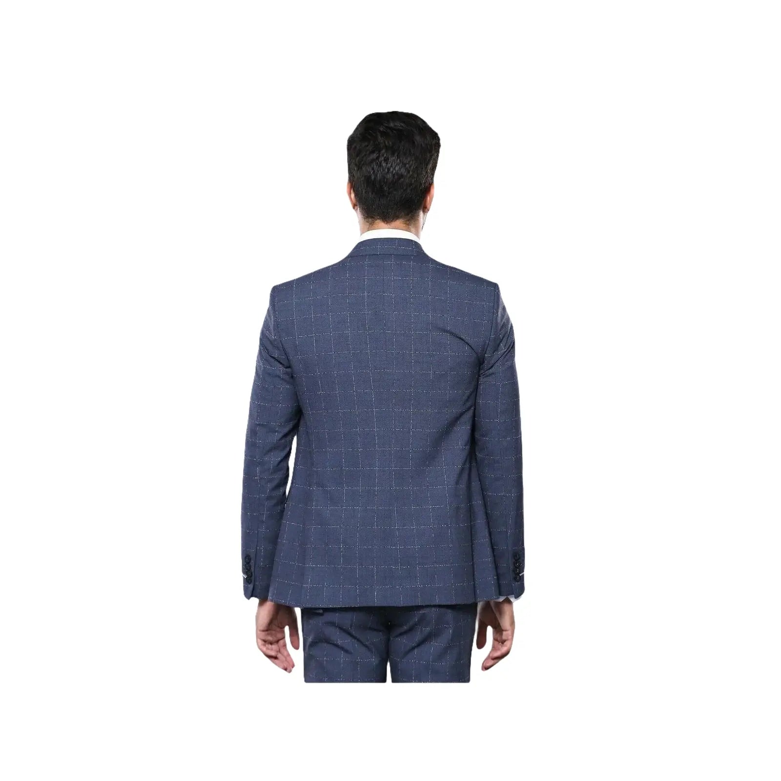Men 3pc European Suit WESSI by J.VALINTIN Extra Slim Fit JV33 Navy Window Pane - J.Valintin Men's Wear Legend - 16875