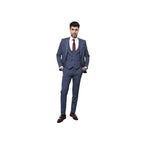 Men 3pc European Suit WESSI by J.VALINTIN Extra Slim Fit JV33 Navy Window Pane - J.Valintin Men's Wear Legend - 16875