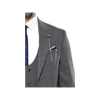 Men 3pc European Suit WESSI by J.VALINTIN Extra Slim Fit JV35 gray Window Pane - J.Valintin Men's Wear Legend - 16887