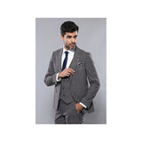 Men 3pc European Suit WESSI by J.VALINTIN Extra Slim Fit JV35 gray Window Pane - J.Valintin Men's Wear Legend - 16887