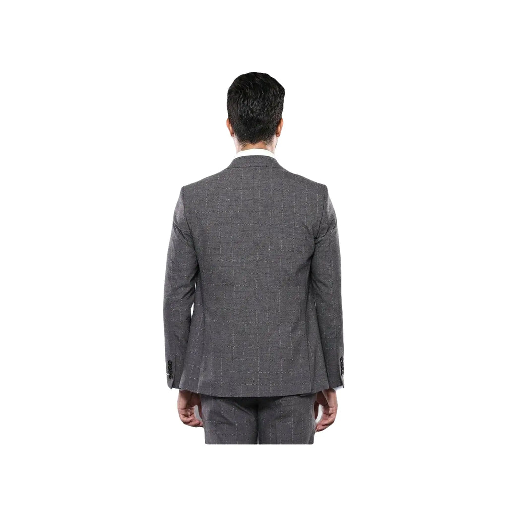 Men 3pc European Suit WESSI by J.VALINTIN Extra Slim Fit JV35 gray Window Pane - J.Valintin Men's Wear Legend - 16887