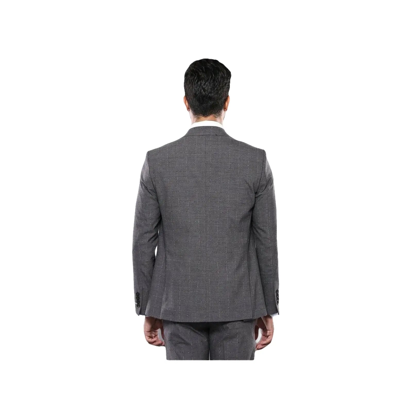 Men 3pc European Suit WESSI by J.VALINTIN Extra Slim Fit JV35 gray Window Pane - J.Valintin Men's Wear Legend - 16887