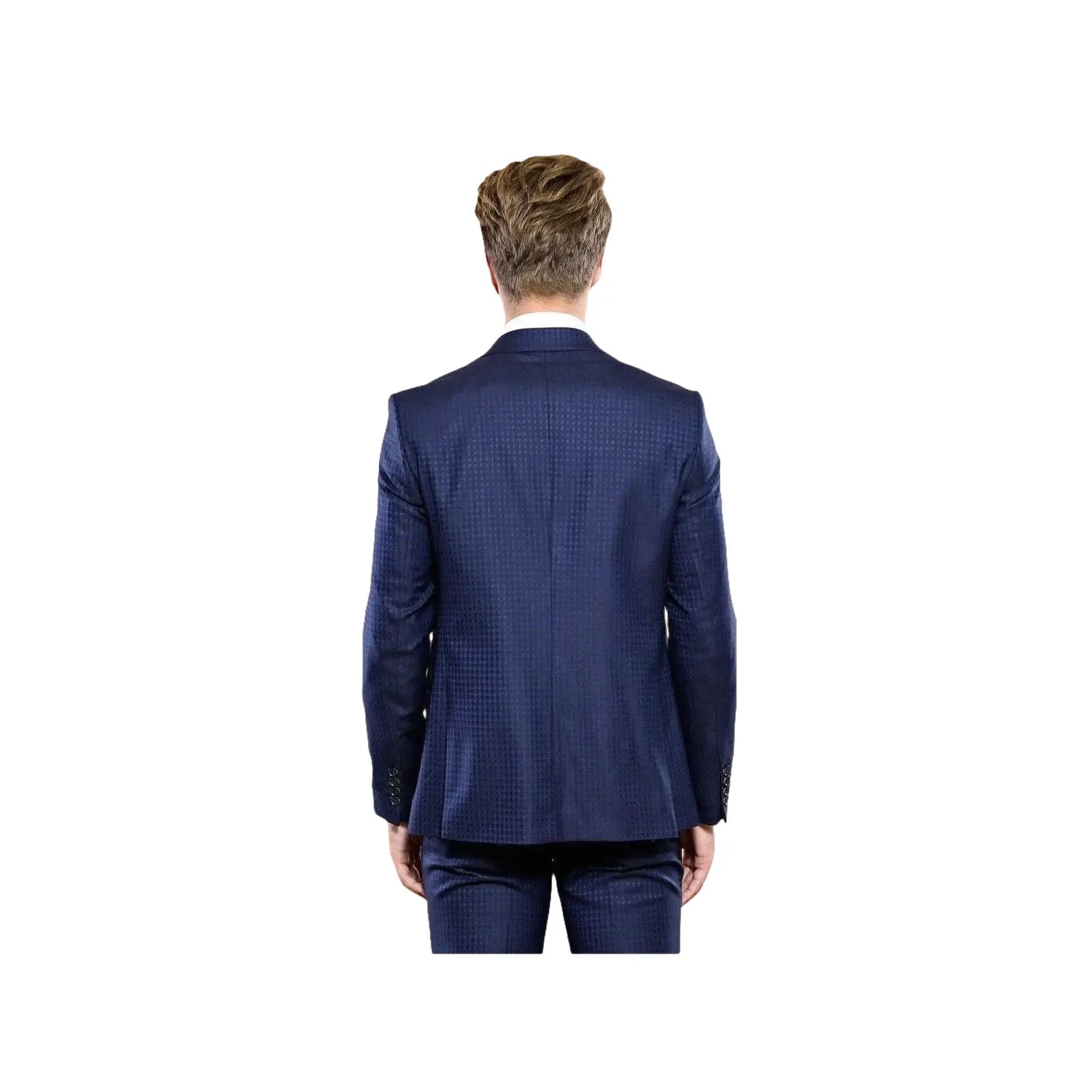 Men 3pc European Vested Suit WESSI by J.VALINTIN Extra Slim Fit JV12 Navy blue - J.Valintin Men's Wear Legend - 16611