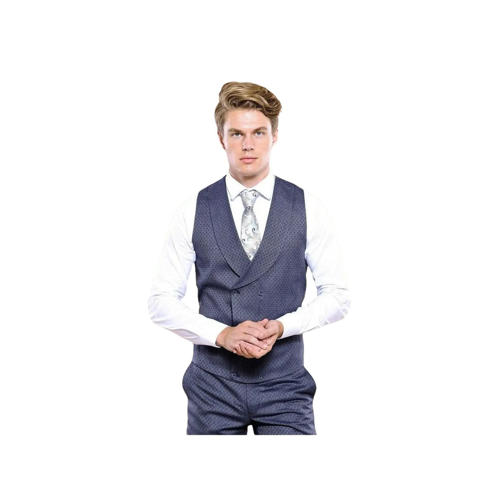 Men 3pc European Vested Suit WESSI by J.VALINTIN Extra Slim Fit JV17 Navy Blue - J.Valintin Men's Wear Legend - 16707