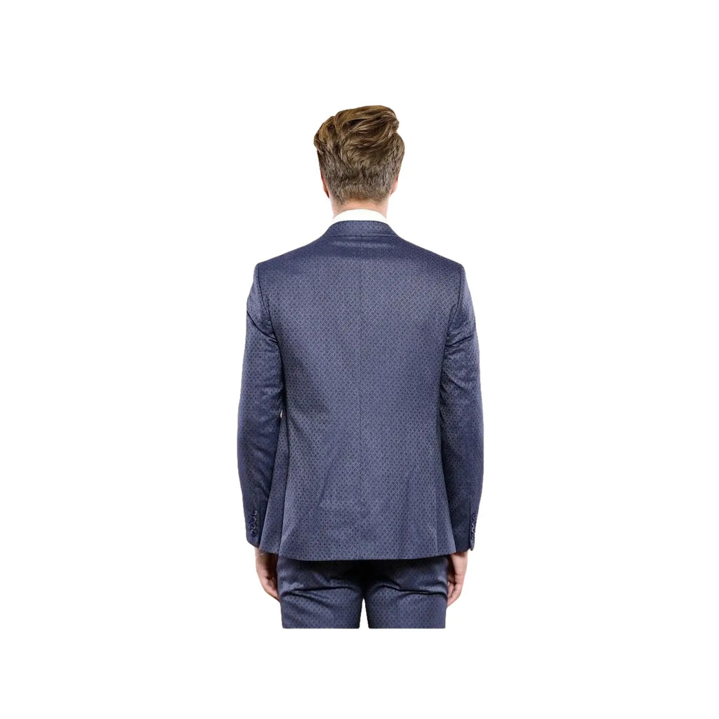 Men 3pc European Vested Suit WESSI by J.VALINTIN Extra Slim Fit JV17 Navy Blue - J.Valintin Men's Wear Legend - 16707