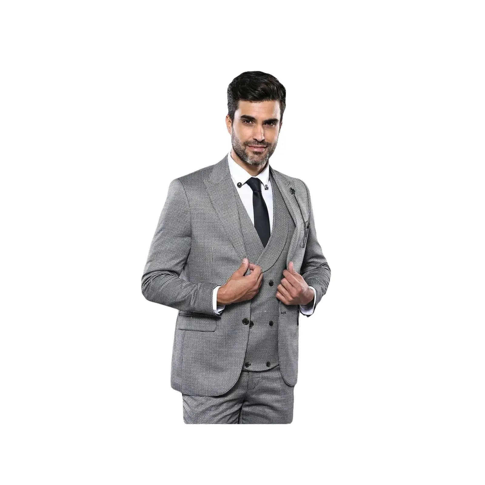 Men 3pc European Vested Suit WESSI by J.VALINTIN Extra Slim Fit JV21 gray silver - J.Valintin Men's Wear Legend - 16799