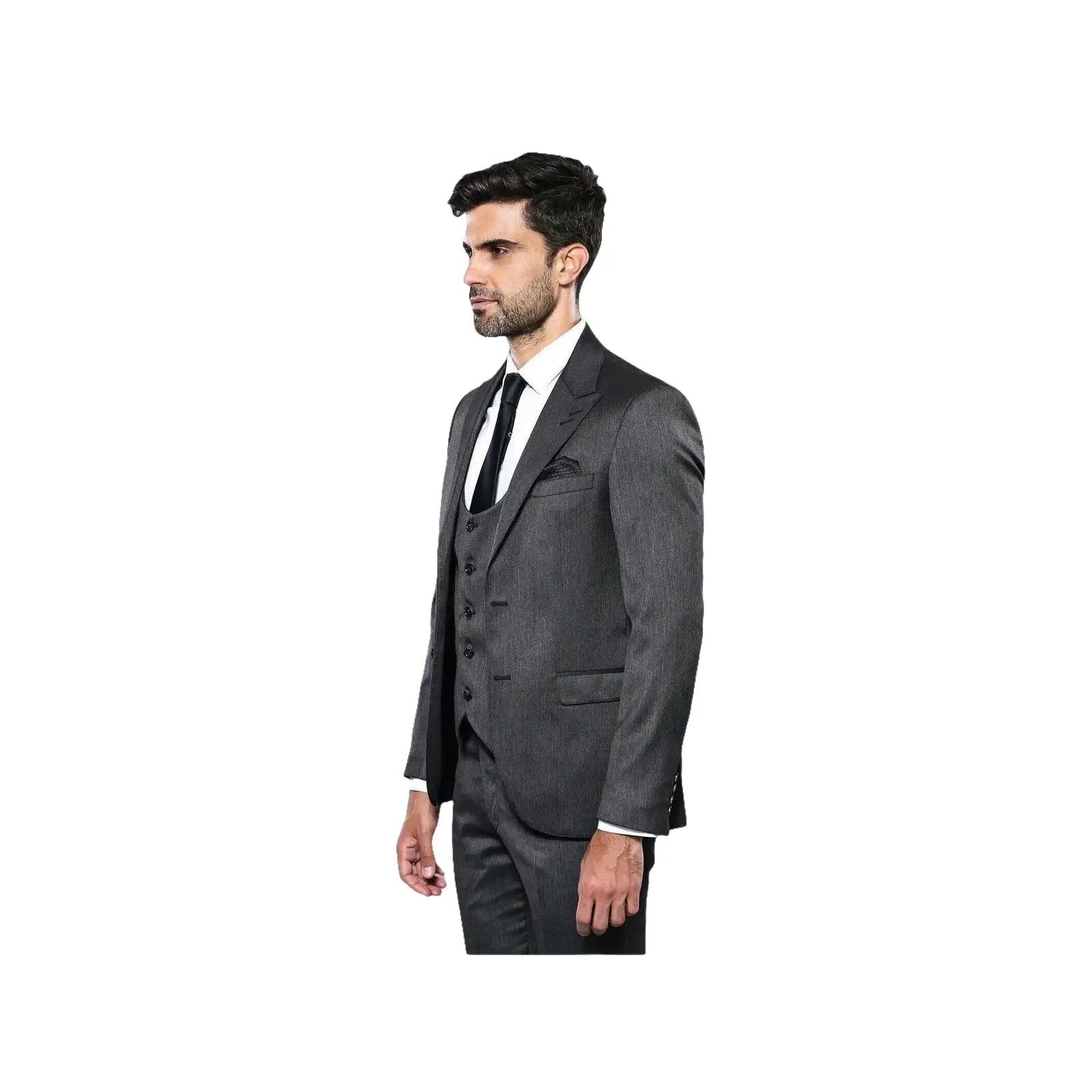 Men 3pc European Vested Suit WESSI by J.VALINTIN Extra Slim Fit JV26 Dark gray - J.Valintin Men's Wear Legend - 16839