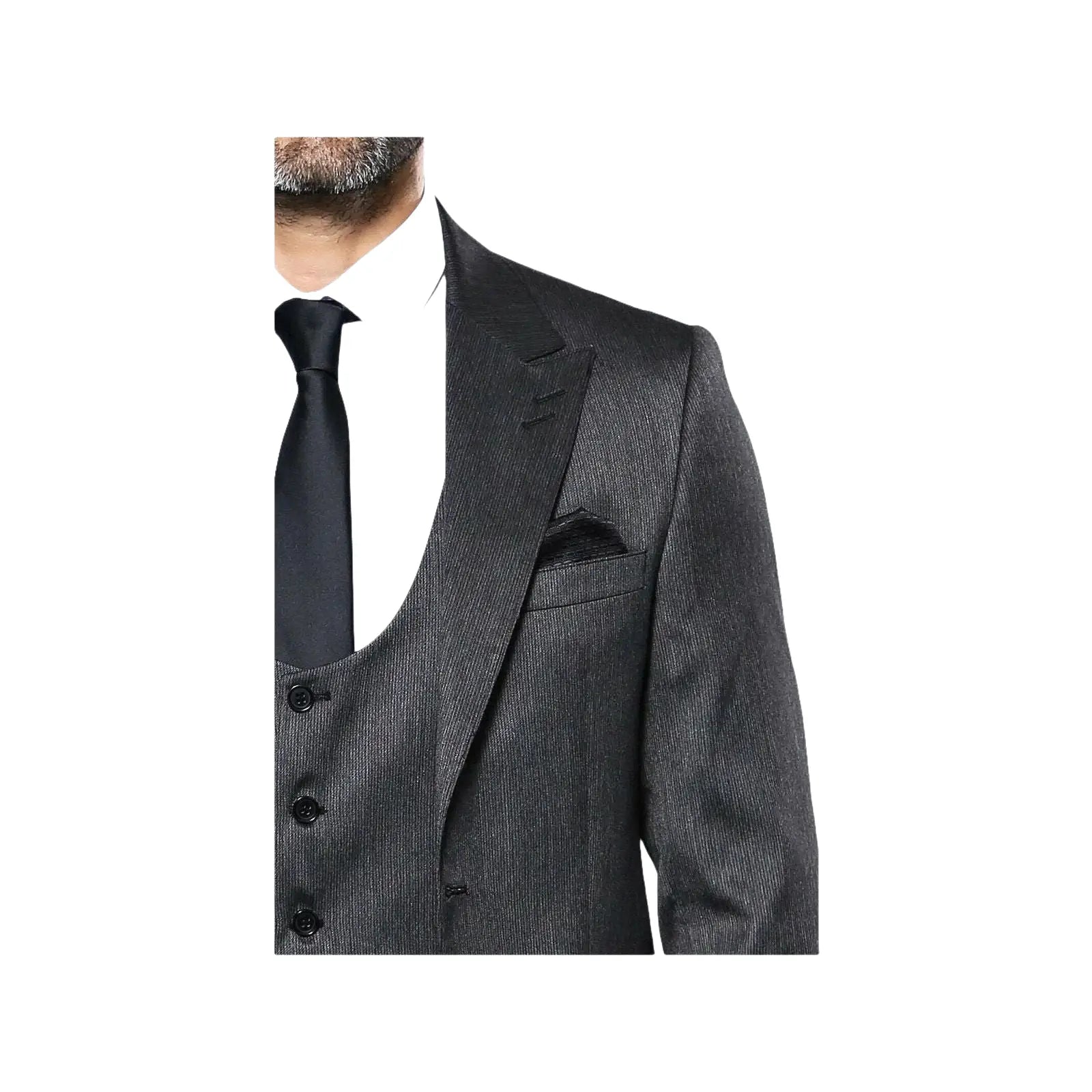Men 3pc European Vested Suit WESSI by J.VALINTIN Extra Slim Fit JV26 Dark gray - J.Valintin Men's Wear Legend - 16839