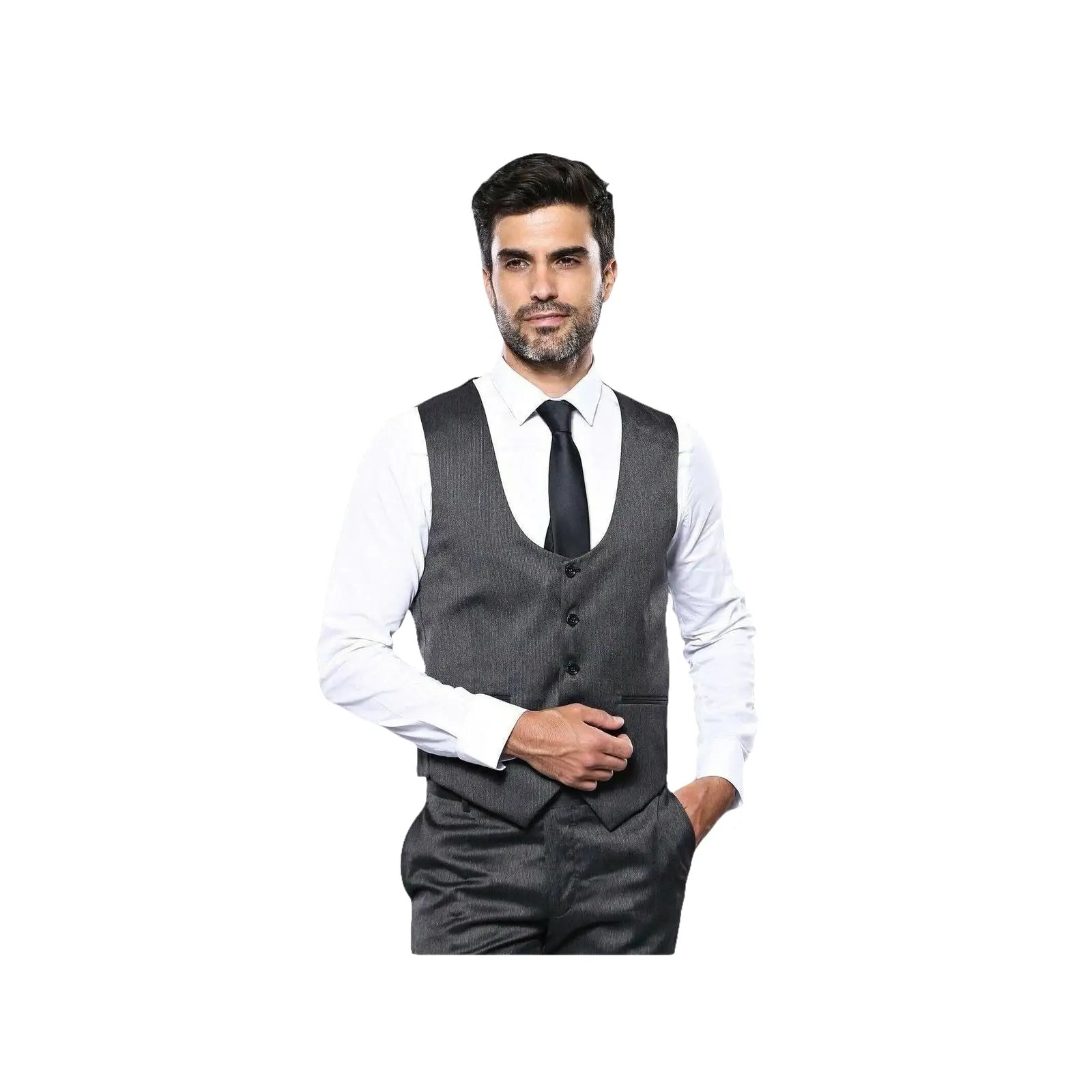 Men 3pc European Vested Suit WESSI by J.VALINTIN Extra Slim Fit JV26 Dark gray - J.Valintin Men's Wear Legend - 16839
