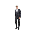 Men 3pc European Vested Suit WESSI by J.VALINTIN Extra Slim Fit JV28 black gray - J.Valintin Men's Wear Legend - 16849