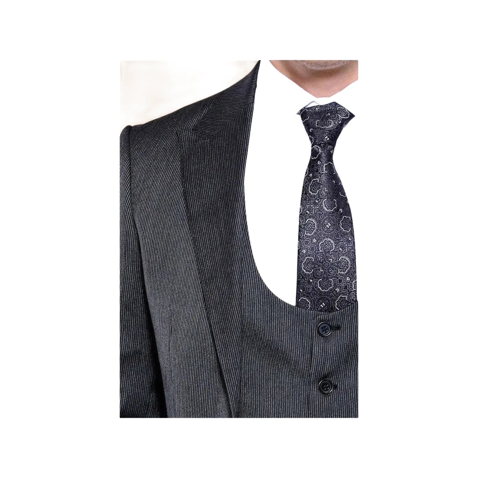 Men 3pc European Vested Suit WESSI by J.VALINTIN Extra Slim Fit JV28 black gray - J.Valintin Men's Wear Legend - 16849