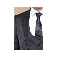 Men 3pc European Vested Suit WESSI by J.VALINTIN Extra Slim Fit JV28 black gray - J.Valintin Men's Wear Legend - 16849