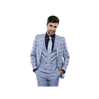 Men 3pc European Vested Suit WESSI by J.VALINTIN Extra Slim Fit JV30 blue plaid - J.Valintin Men's Wear Legend - 16860