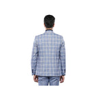 Men 3pc European Vested Suit WESSI by J.VALINTIN Extra Slim Fit JV30 blue plaid - J.Valintin Men's Wear Legend - 16860