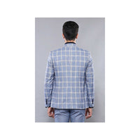 Men 3pc European Vested Suit WESSI by J.VALINTIN Extra Slim Fit JV30 blue plaid - J.Valintin Men's Wear Legend - 16860