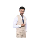 Men 3pc European Vested Suit WESSI by J.VALINTIN Extra Slim Fit JV31 Beige plaid - J.Valintin Men's Wear Legend - 16866