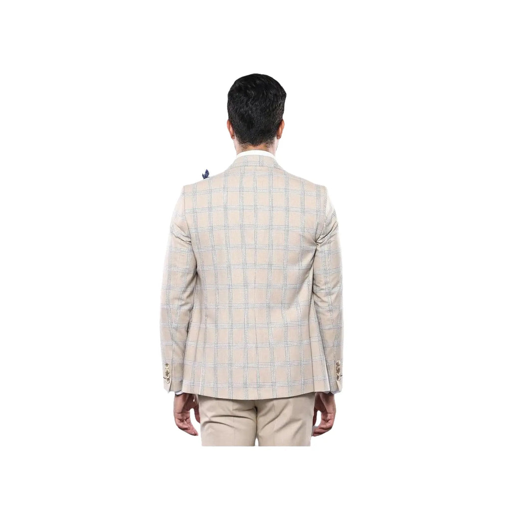 Men 3pc European Vested Suit WESSI by J.VALINTIN Extra Slim Fit JV31 Beige plaid - J.Valintin Men's Wear Legend - 16866
