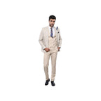 Men 3pc European Vested Suit WESSI by J.VALINTIN Extra Slim Fit JV31 Beige plaid - J.Valintin Men's Wear Legend - 16866