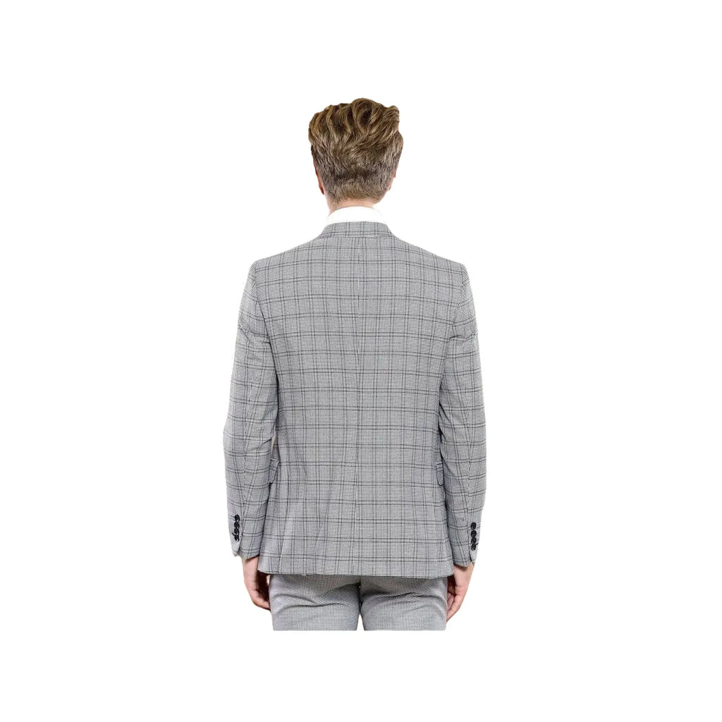 Men 3pc European Vested Suit WESSI by J.VALINTIN Extra Slim Fit JV44 Houndstooth - J.Valintin Men's Wear Legend - 16971