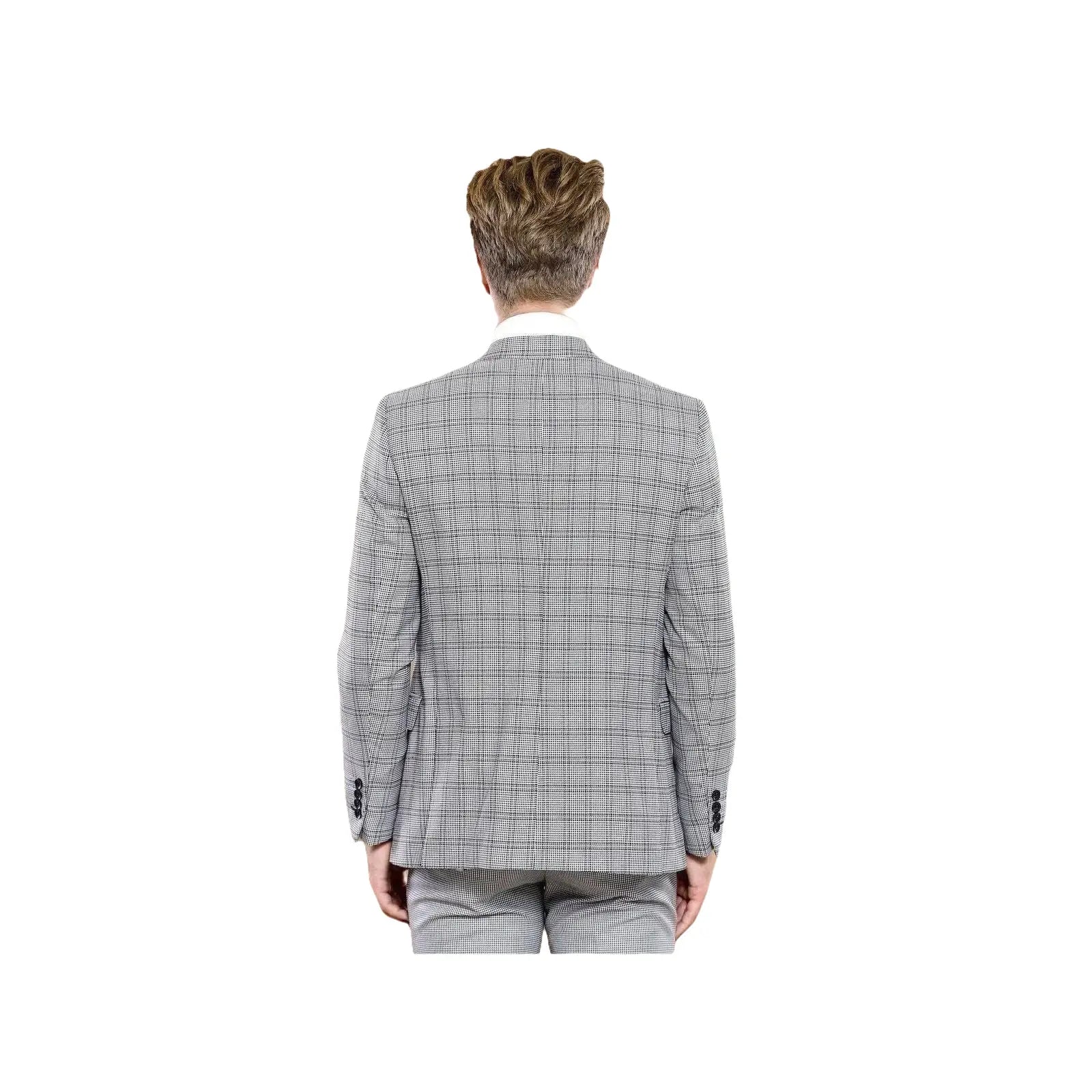 Men 3pc European Vested Suit WESSI by J.VALINTIN Extra Slim Fit JV44 Houndstooth - J.Valintin Men's Wear Legend - 16971