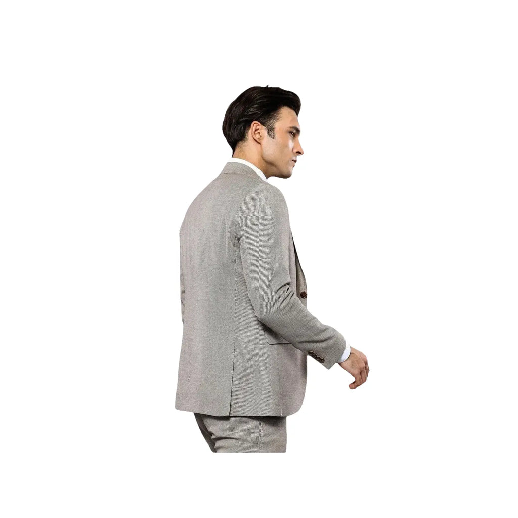 Men 3pc European Vested Suit WESSI by J.VALINTIN Extra Slim Fit JV45 Beige Brown - J.Valintin Men's Wear Legend - 16985