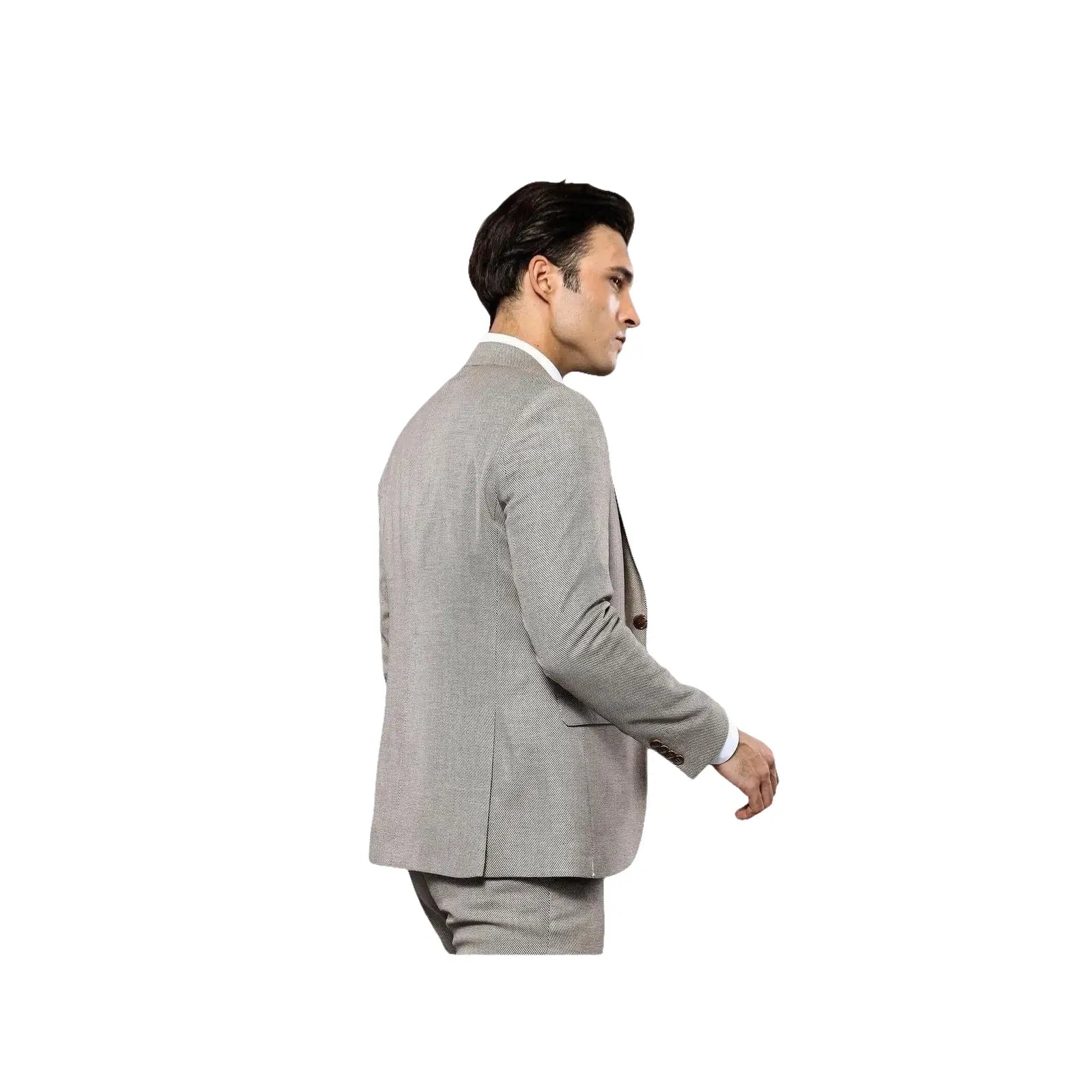Men 3pc European Vested Suit WESSI by J.VALINTIN Extra Slim Fit JV45 Beige Brown - J.Valintin Men's Wear Legend - 16985