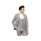 Men 3pc European Vested Suit WESSI by J.VALINTIN Extra Slim Fit JV45 Beige Brown - J.Valintin Men's Wear Legend - 16985