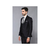 Men 3pc European Vested Suit WESSI by J.VALINTIN Extra Slim Fit JV9 Black corded - J.Valintin Men's Wear Legend - 16584