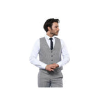 Men 3pc European Vested Suit WESSI by J.VALINTIN Slim Fit JV40 Gray Blue Plaid - J.Valintin Men's Wear Legend - 16916