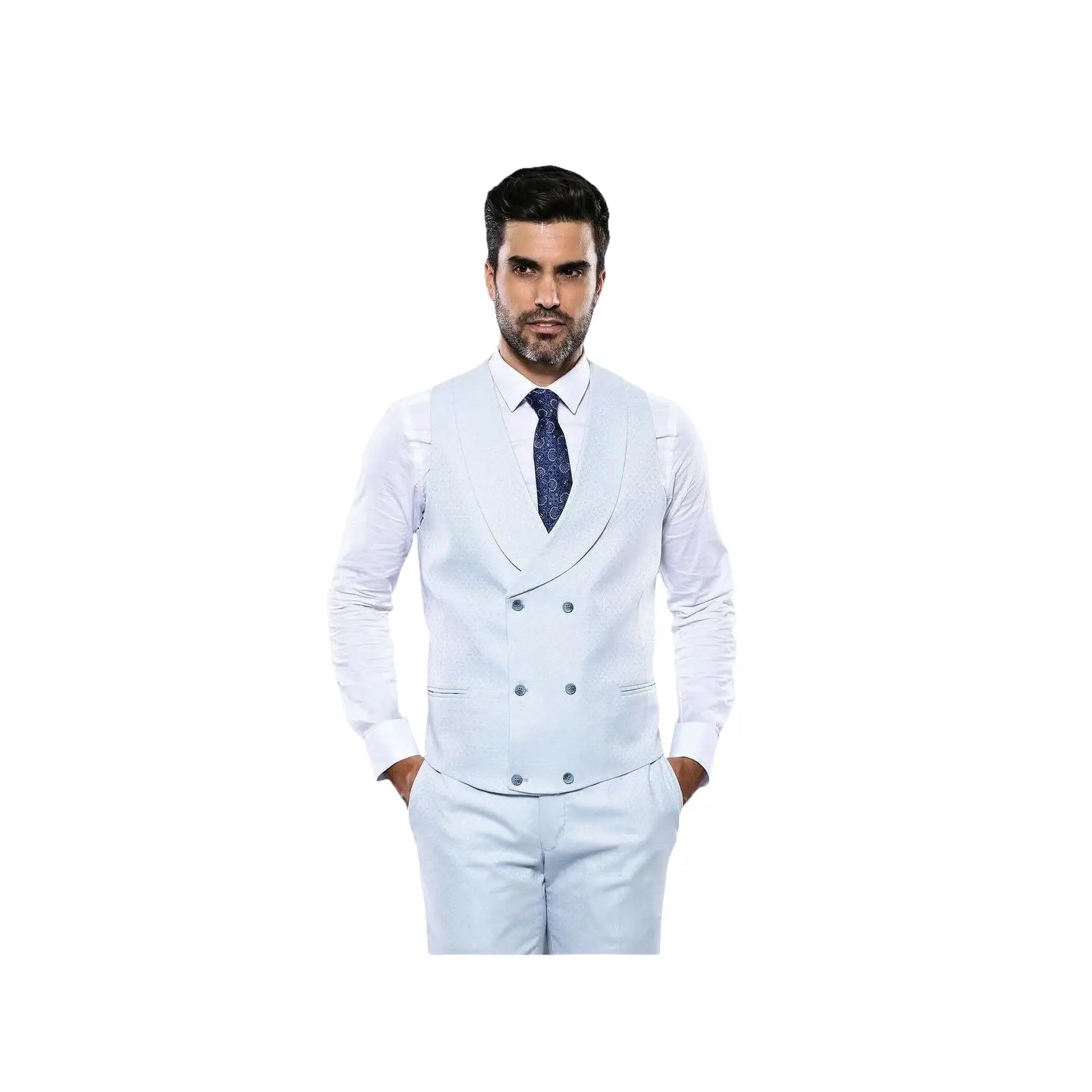 Men 3pc European Vested Suit WESSI J.VALINTIN Extra Slim Fit JV14 Sky Blue new - J.Valintin Men's Wear Legend - 16628