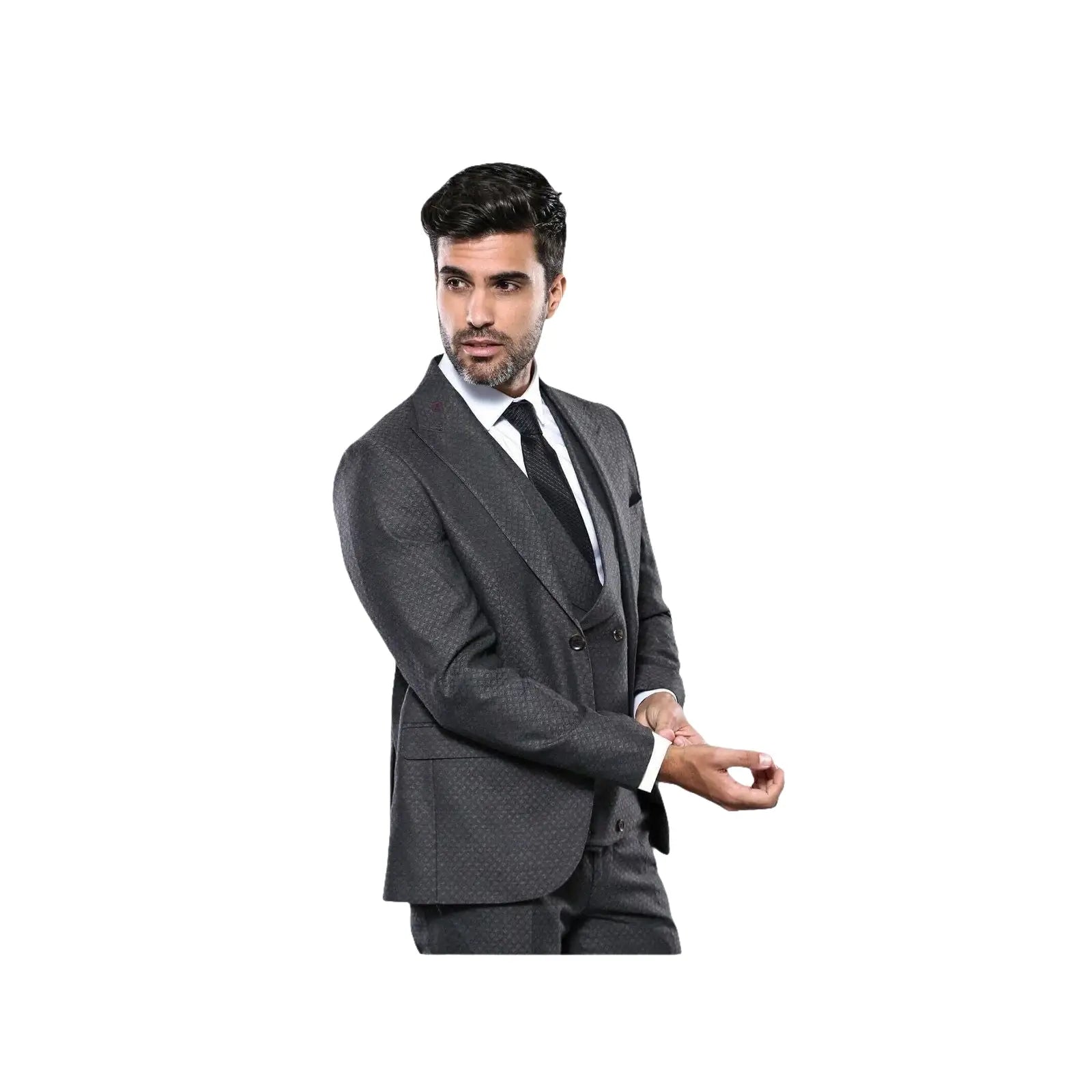 Men 3pc European Vested Suit WESSI J.VALINTIN Extra Slim Fit JV15 Charcoal Gray - J.Valintin Men's Wear Legend - 16635