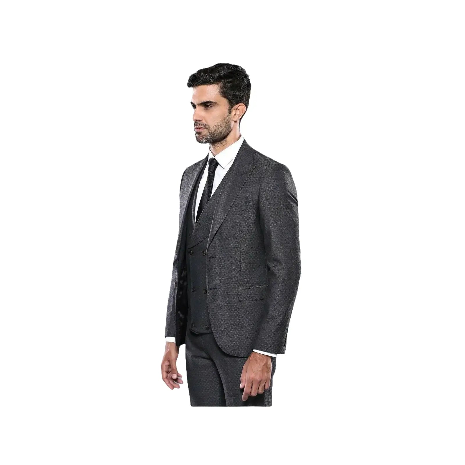 Men 3pc European Vested Suit WESSI J.VALINTIN Extra Slim Fit JV15 Charcoal Gray - J.Valintin Men's Wear Legend - 16635