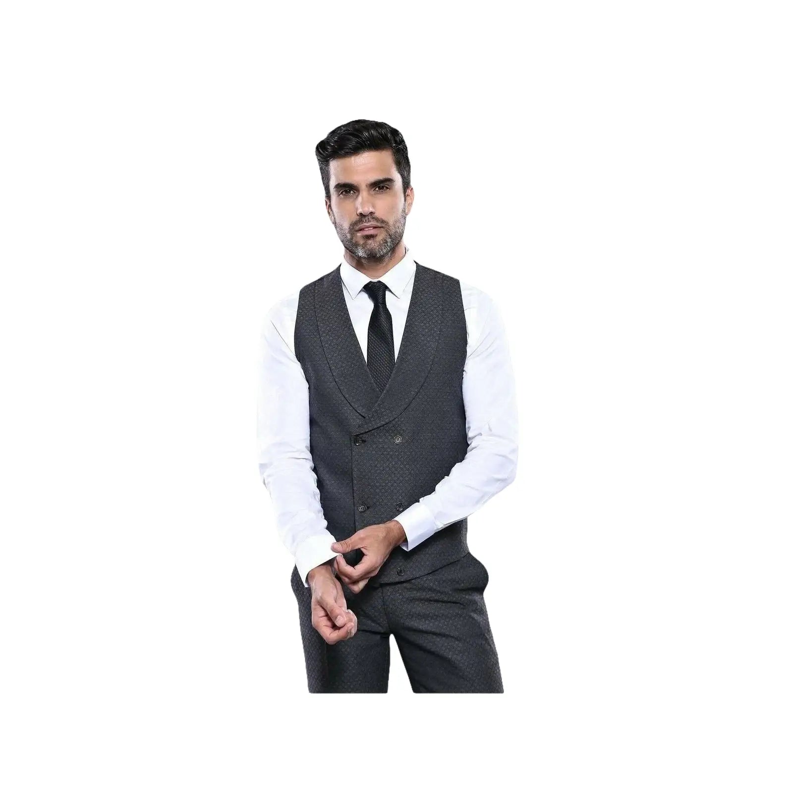 Men 3pc European Vested Suit WESSI J.VALINTIN Extra Slim Fit JV15 Charcoal Gray - J.Valintin Men's Wear Legend - 16635