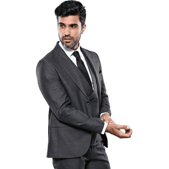 Men 3pc European Vested Suit WESSI J.VALINTIN Extra Slim Fit JV15 Charcoal Gray - J.Valintin Men's Wear Legend - 16635