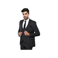 Men 3pc European Vested Suit WESSI J.VALINTIN Extra Slim Fit JV27 Black Stripe - J.Valintin Men's Wear Legend - 16844