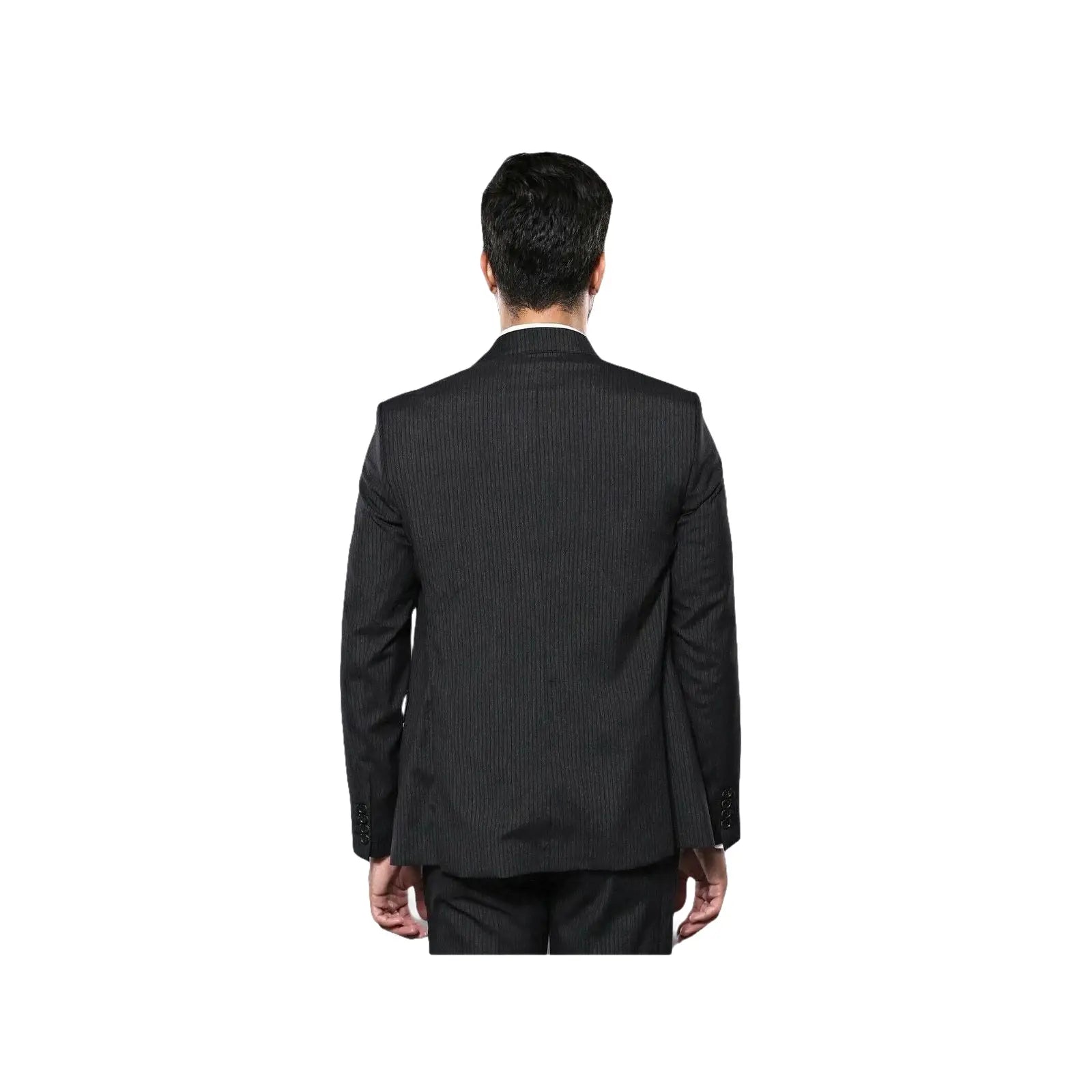 Men 3pc European Vested Suit WESSI J.VALINTIN Extra Slim Fit JV27 Black Stripe - J.Valintin Men's Wear Legend - 16844